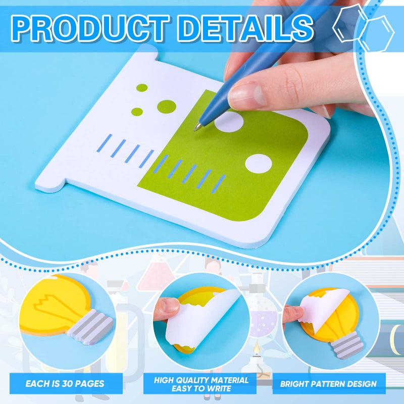 Geyee 18 Pads Funny Science Sticky Notes Cute Chemistry Note Pad Essentials Teacher Student Gifts Stationary Sticky Notepad Self Stick Memo Novelty Laboratory Notes Back to School Supplies - Image 3