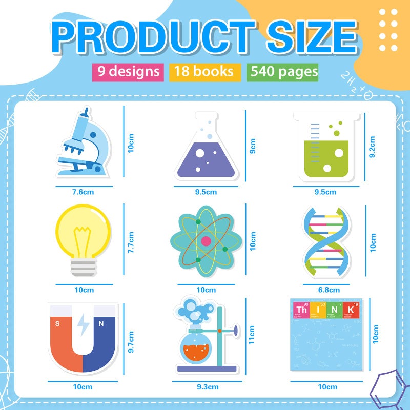 Geyee 18 Pads Funny Science Sticky Notes Cute Chemistry Note Pad Essentials Teacher Student Gifts Stationary Sticky Notepad Self Stick Memo Novelty Laboratory Notes Back to School Supplies - Image 2