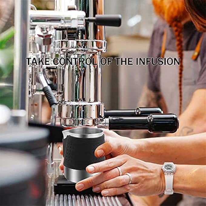 SYOSI Espresso Milk Frothing Pitcher Stainless Steel Milk Frothing Pitcher 12Oz350Ml Coffee Milk Frother Cup With Heat Resistant Silicone Grip Pads For Espresso Machine Milk Frother Latte Art Silver - Image 2