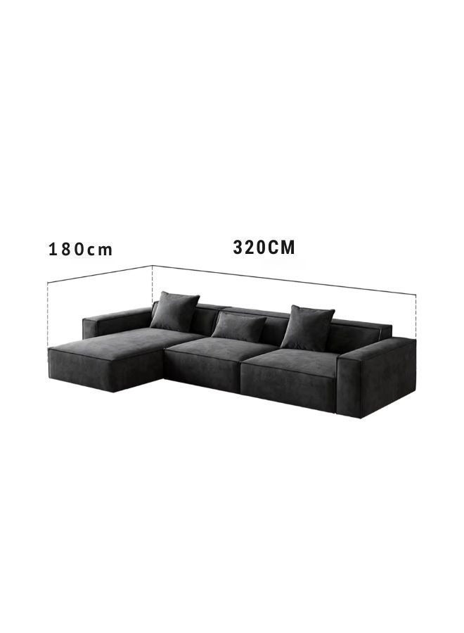 Al Zakharef Furniture Lubna Corner L-Shape Luxury Sectional Sofa Set – Modern Design, Soft Velvet Upholstery, Comfortable Living Room Couch – Black - Image 2