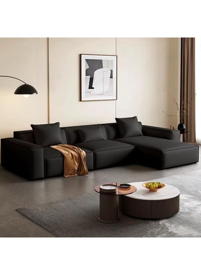 Al Zakharef Furniture Lubna Corner L-Shape Luxury Sectional Sofa Set – Modern Design, Soft Velvet Upholstery, Comfortable Living Room Couch – Black - Image 1