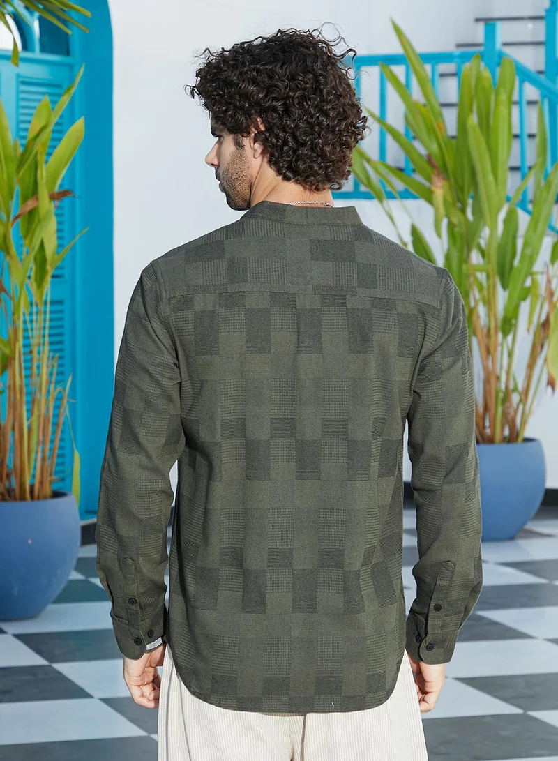 CAHOOT  Men's Army Green Mandarin Utility Shirt for Men | Best Price UAE