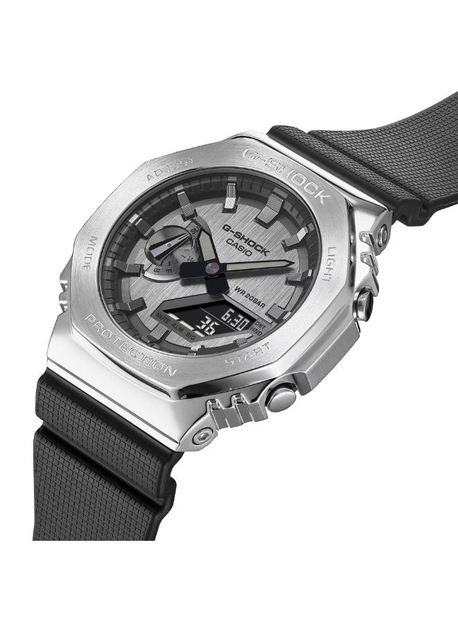 CASIO ساعة كاسيو جي شوك GM-2100-1ADR بزاوية معدنية تناظرية رقمية بقرص أسود وحزام من الراتنج 200 متر للرجال - Image 3