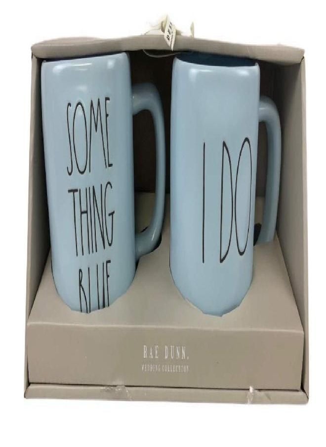 Rae Dunn Rae Dunn Wedding Collection SOME THING BLUE I DO Blue Allover LL Coffee Mug Gift Set  - Image 1