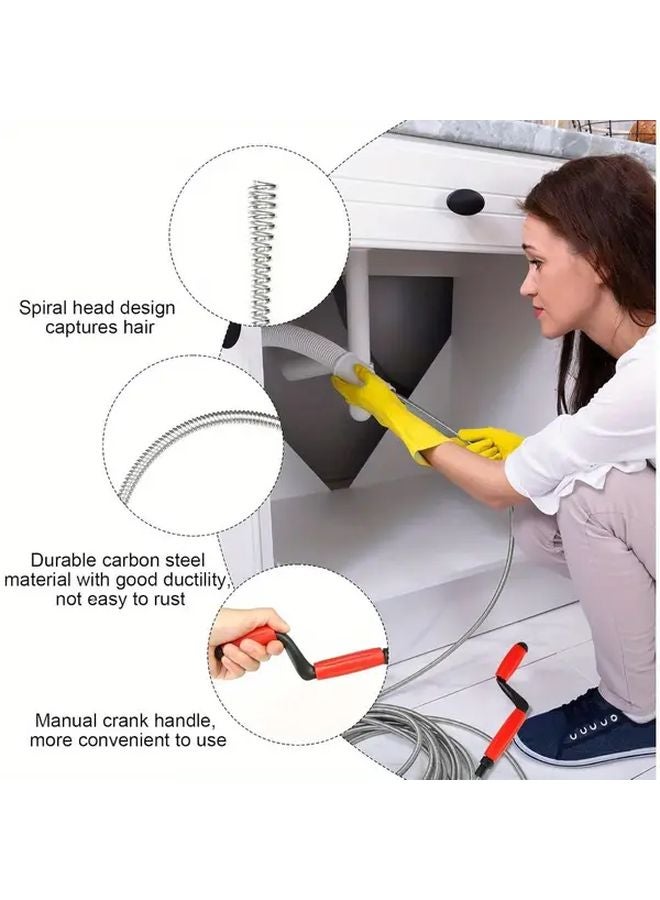5m x 6mm Pipe Drain Cleaner Spiral Snake Tool for Stubborn Clogs Sink Unclogger Flexible Handheld Plumbing DIY - Image 4