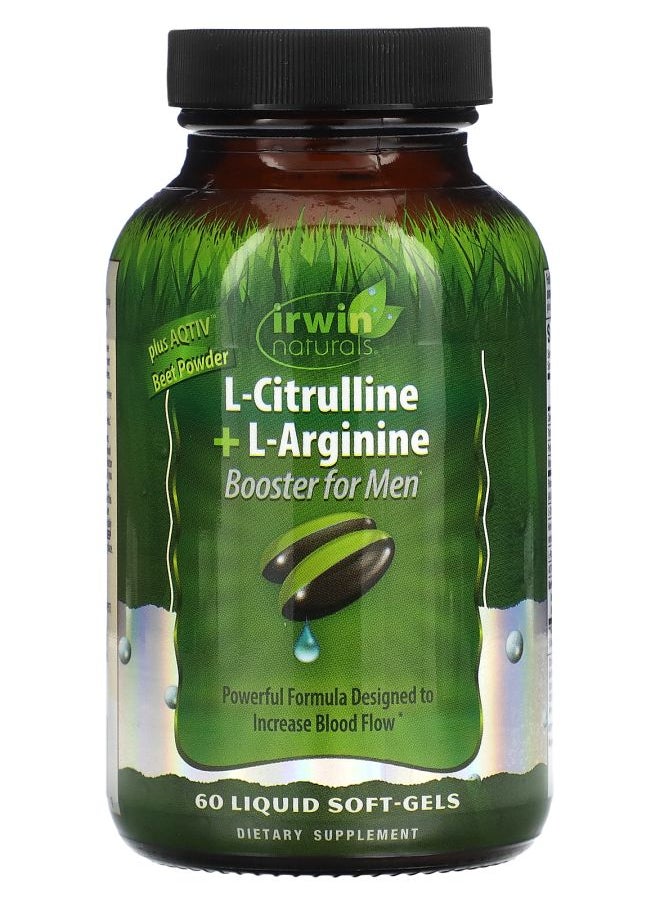 Irwin Naturals L-Citrulline + L-Arginine Booster for Men 60 Liquid Soft-Gels 
