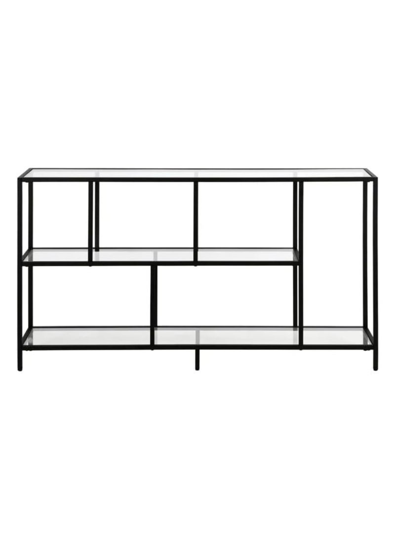LINGWEI Tempered Glass Console Table with Integrated Storage Shelves - Pre Assembled Modern Accent Piece For Living Room Hallway and Entryway - Image 4