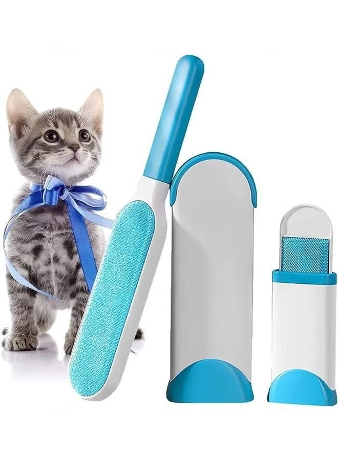 ماكينة حلاقة فراء الحيوانات الأليفة مزدوجة الجوانب وقابلة لإعادة الاستخدام مزودة بقاعدة تنظيف ذاتي أزرق/ أبيض - Image 1