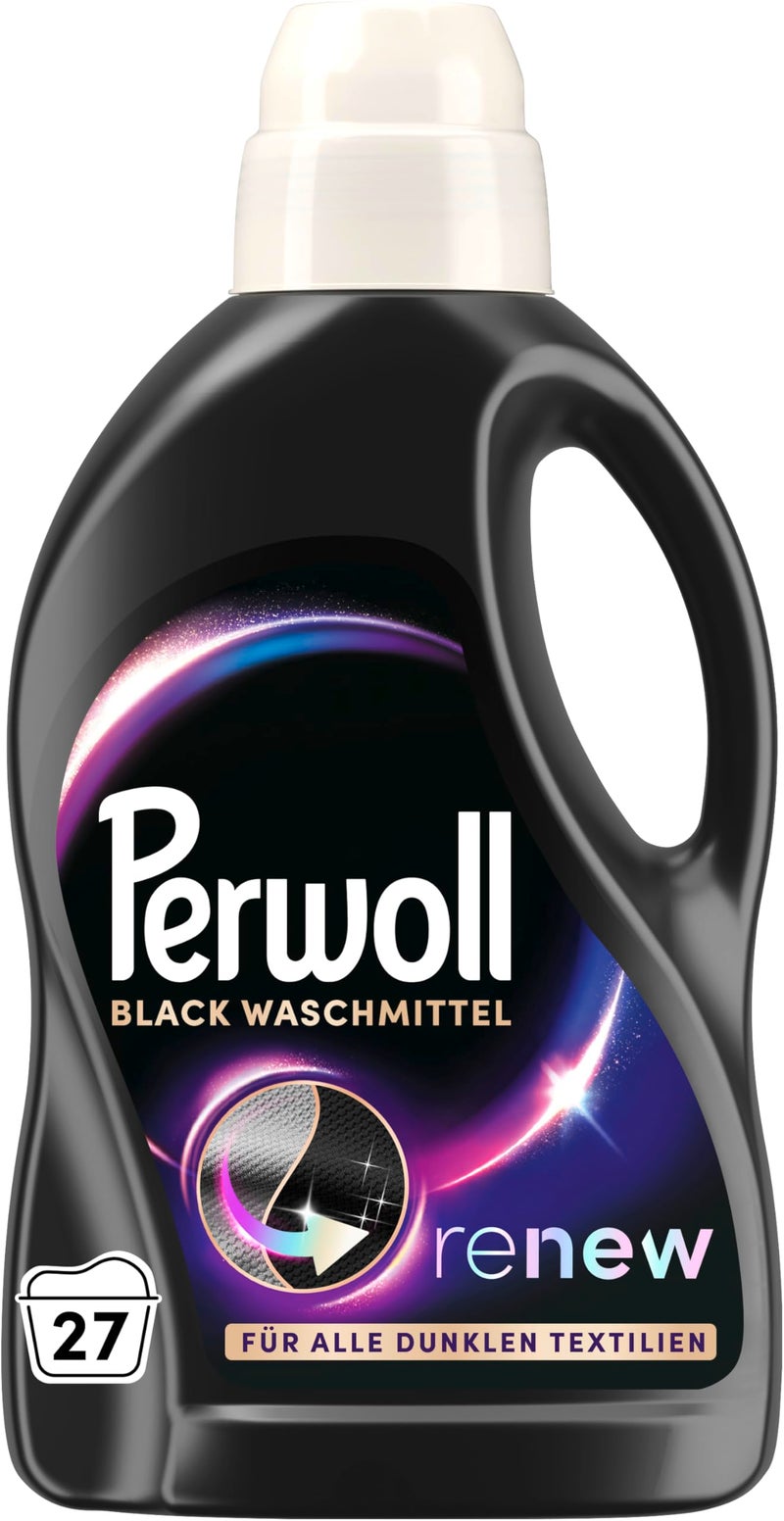 Perwoll Black Detergent (1 x 27 Wash Loads) Mild Detergent | Gently Cleans and Renews Dark Colors and Fibers | For All Dark Textiles | With Triple-Renew Technology - Image 1