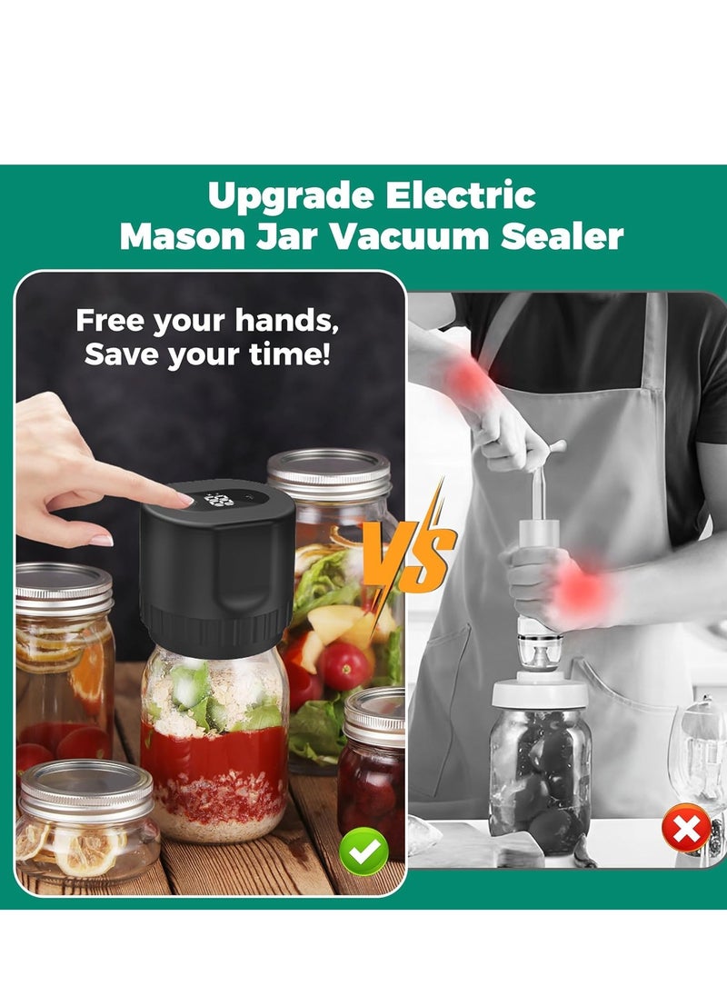 SYOSI - Electric Mason Jar Vacuum Sealer, Portable Vacuum Sealing Device, Mason Jar Lid Sealer, Electric Jar Sealing Machine, Air Removal for Mason Jars, Time-Saving, Electric Food Preserver With 10 Jar Lids - Image 1