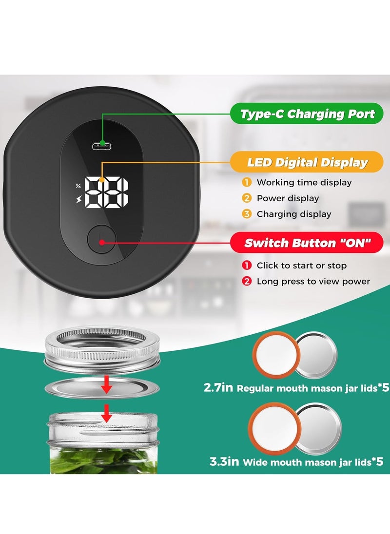 SYOSI - Electric Mason Jar Vacuum Sealer, Portable Vacuum Sealing Device, Mason Jar Lid Sealer, Electric Jar Sealing Machine, Air Removal for Mason Jars, Time-Saving, Electric Food Preserver With 10 Jar Lids - Image 1