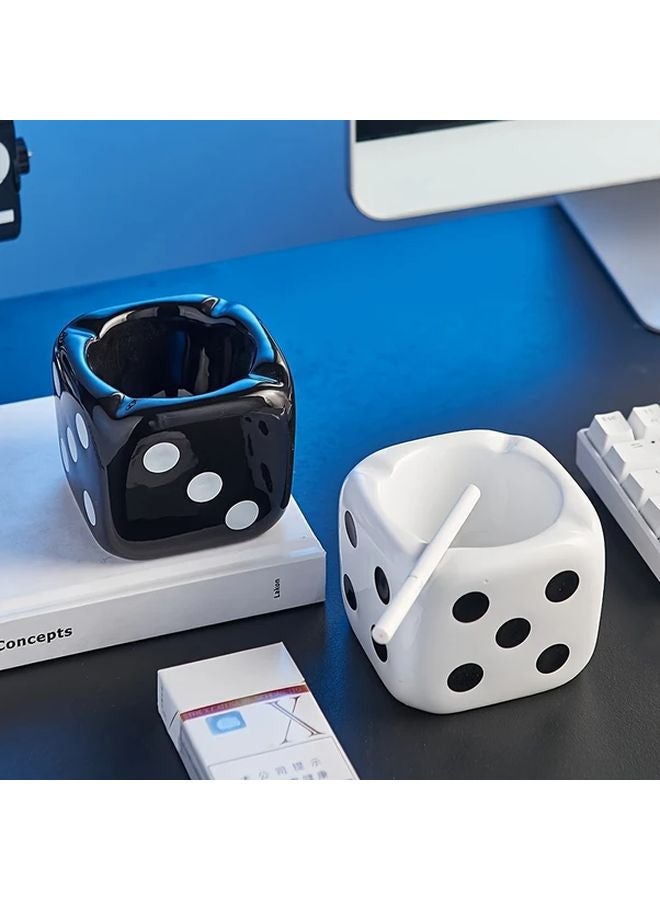 مطفأة سجائر من السيراميك الأبيض على شكل نرد ديكور منزلي هدية للرجال والنساء عطلة عيد ميلاد - Image 5