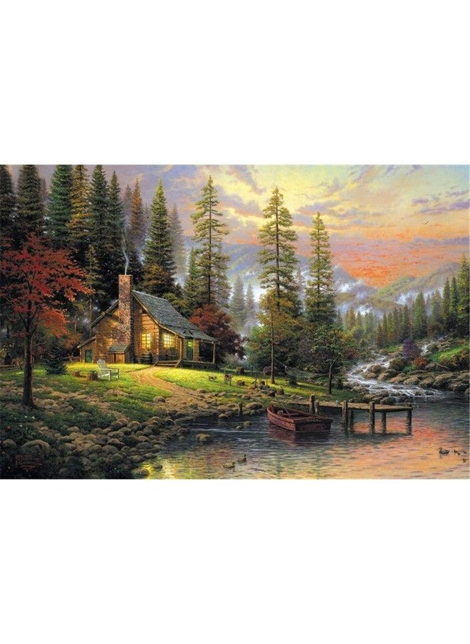 Queenie ® Premium 1000 Piece Autumn Forest River Landscape Warm Oil Painting Jigsaw Wooden Puzzles Toys For Adults Family Wall Decoration  - Image 1