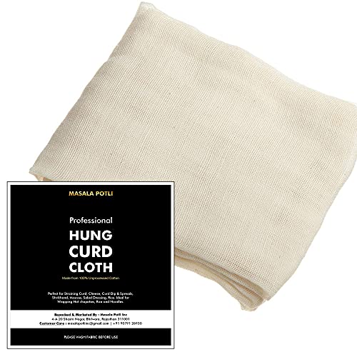 MASALA POTLI 100% Cotton Muslin Cloth for Straining Curd, Cheese, Yogurt | Small 50x50 cm | Unbleached, Reusable | Pack of 3 | Kitchen Roti Cover, Paneer Maker, Food Strainer - Image 5