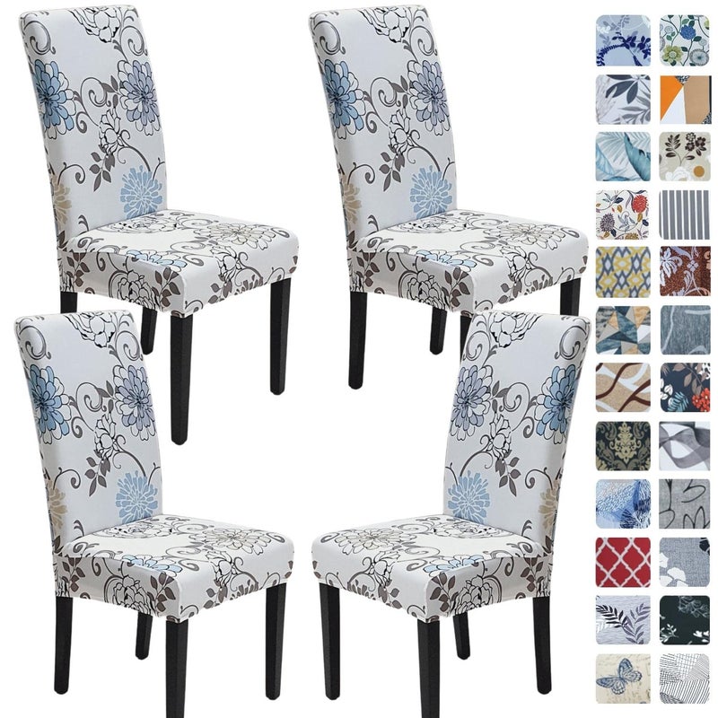 SPRINGRICO Chair Covers for Dining Room Set of 4 Stretch Dining Chair Cover Washable Spandex Kitchen Parsons Chair Slipcovers Removable Seat Protector for Home or Party 4 Pack FLORAL5