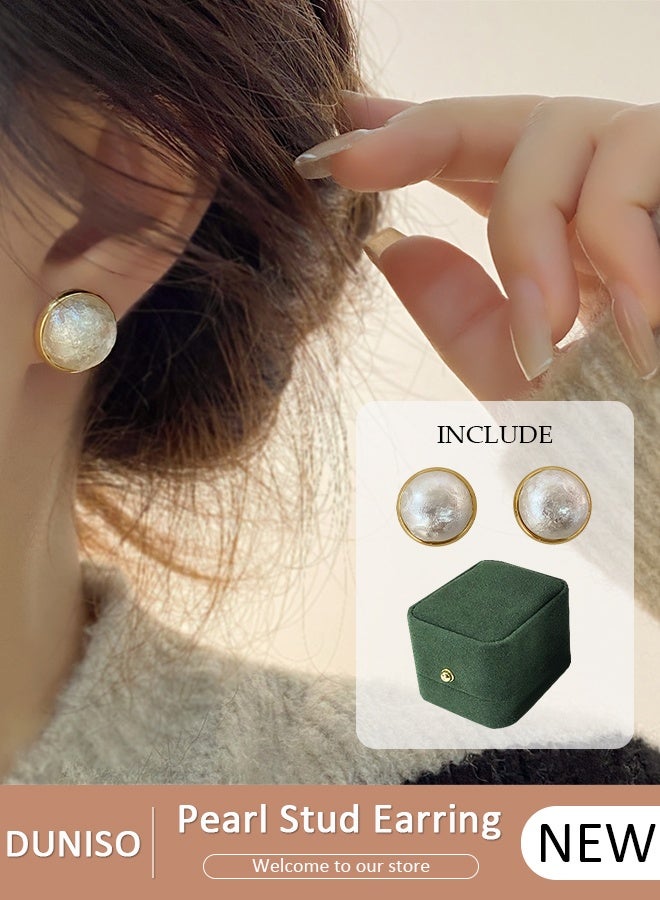 DUNISO Pearl Stud Earrings, Hypoallergenic 925 Sterling Silver Earrings Studs for Women Girl - Image 1