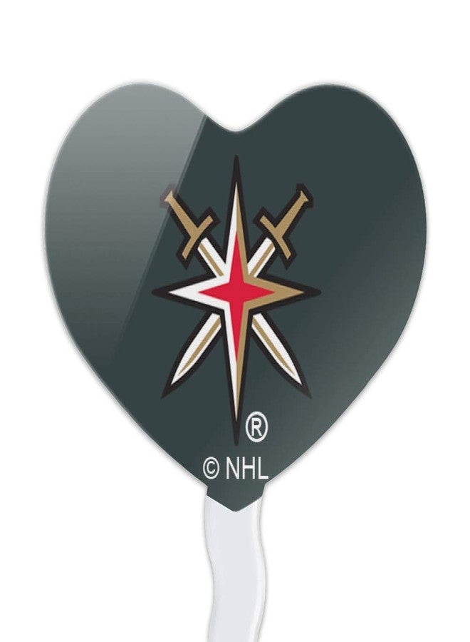 GRAPHICS & MORE NHL Vegas Golden Knights Logo Heart Love Cupcake Picks Toppers Decoration Set of 6 - Image 2