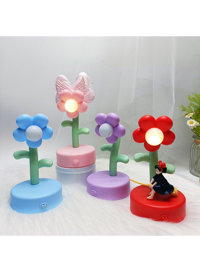 Sweet Cute Sunflower Glowing Toy Children's Diy Night Light Cream Glue Handmade Table Lamp-Color:Blue - Image 2