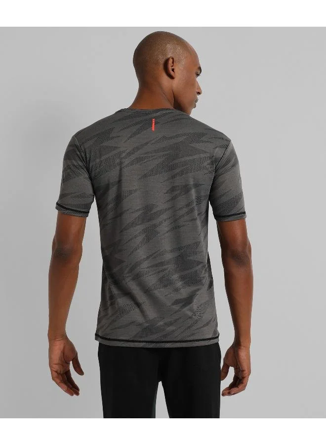 Campus Sutra  Men's Dark Grey Strokes Activewear T-Shirt for Men | Best Price UAE