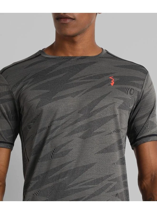 Campus Sutra  Men's Dark Grey Strokes Activewear T-Shirt for Men | Best Price UAE