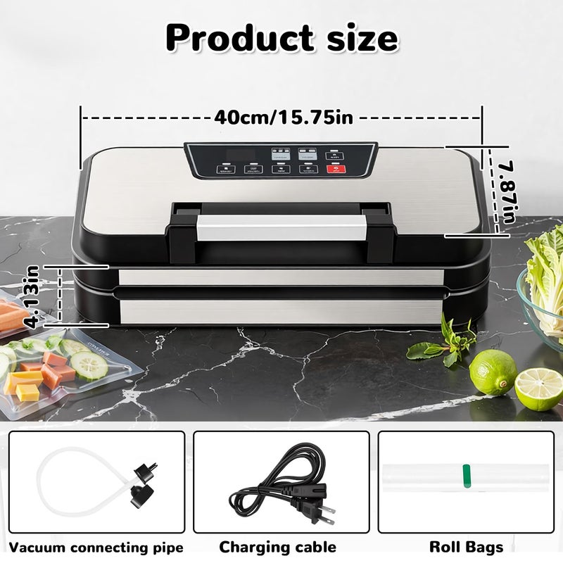 BYIECLD 95Kpa Powerful Vacuum Sealer Machine, 11-in-1 Automatic Food Sealer with Double Seal, Built-in Cutter & Bag Storage, for Dry Moist Food Preservation, Extend Freshness 8X Longer - Image 5