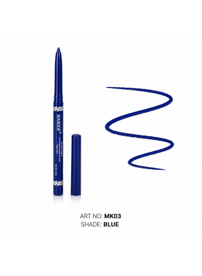 MAROOF 24 Hours Long Lasting Water Proof Automatic Retractable Kajal Eye Pencil Baby Blue/Green/Royal Blue Pack of 3 - Image 4
