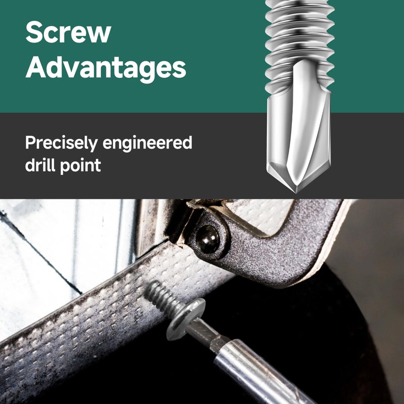 EASTPUK 110Pcs #10 Sheet Metal Screws Assortment Kit, Stainless Steel Flat Head Socket Cap Self Drilling Screw, Allen Socket Drive, Self Tapping Screws with Drill Bit - Image 5
