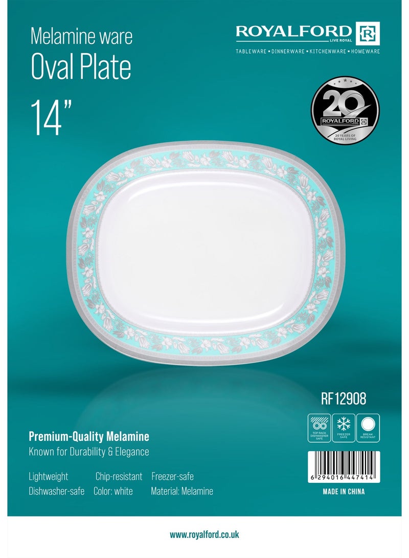Royalford 14" Melamineware Oval Plate RF12908 Serving Plates, Multicolor - Image 2