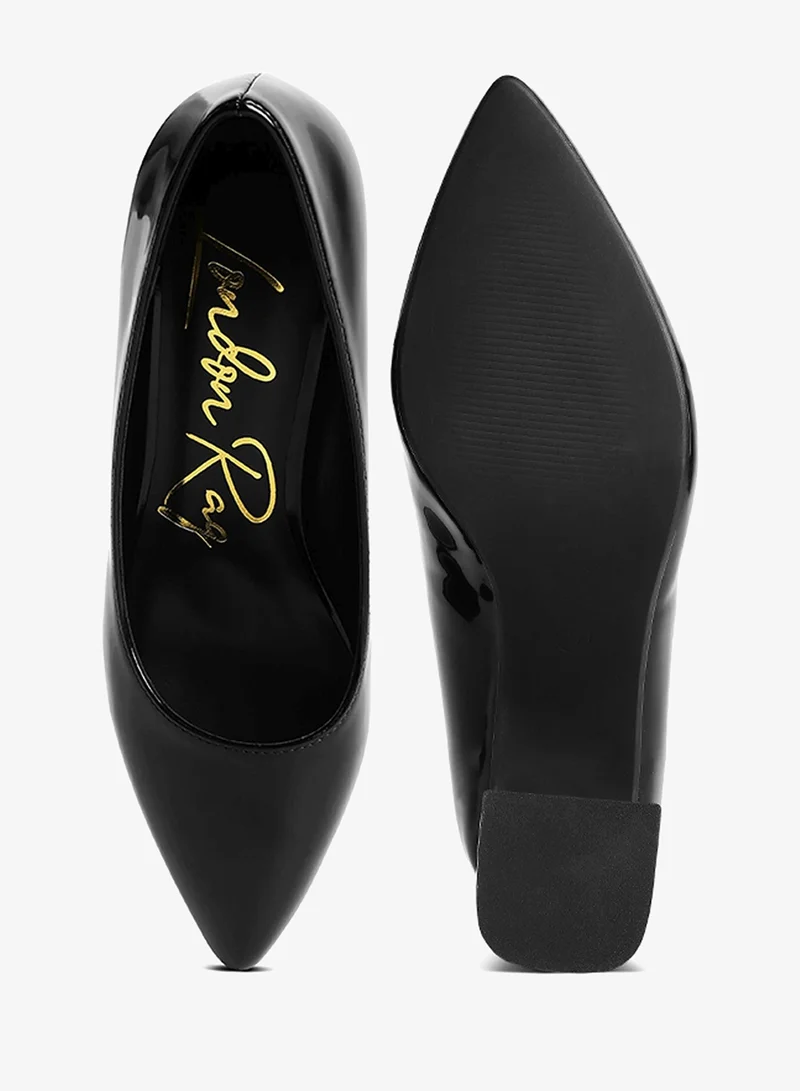 London Rag Black Black Metallic Accent Block Heel Pumps for Women | Best Price UAE
