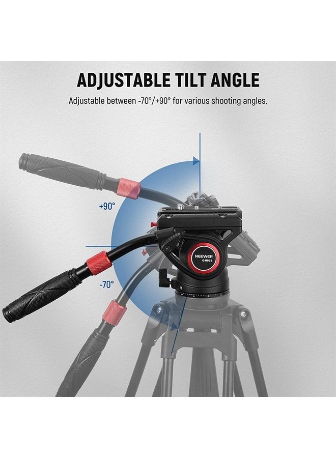NEEWER Video Tripod Fluid Head with Quick Release Plate Compatible with DJI RS Gimbals Manfrotto, Telescopic Handle & Scaled Base (75mm Dia.) for Panorama, Heavy Duty for DSLR Video Cameras, GM002 - Image 5