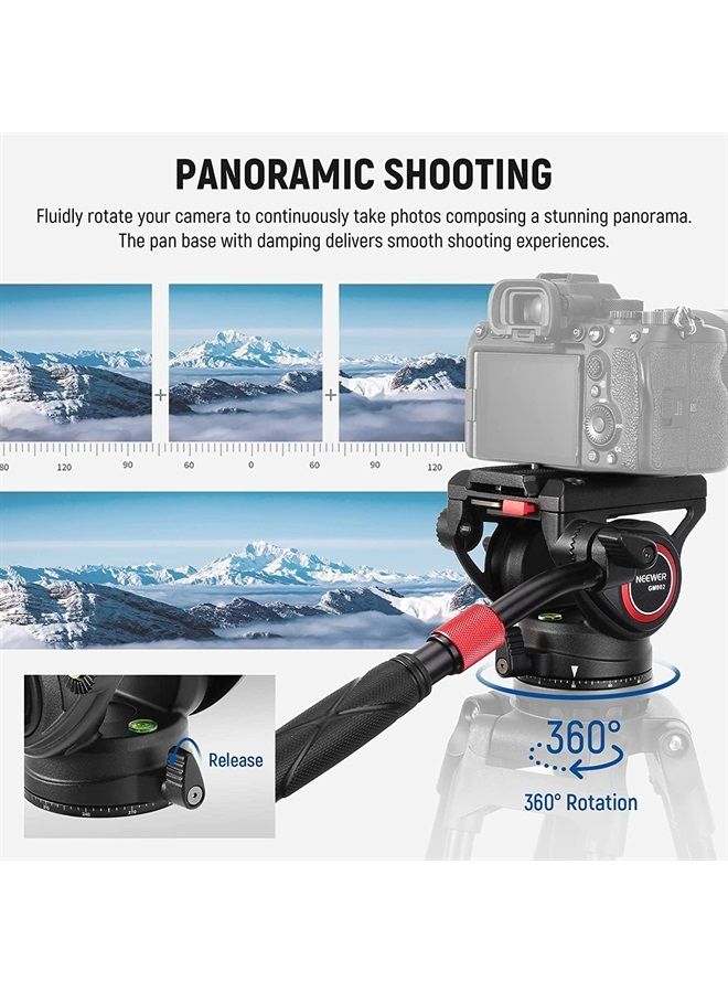 NEEWER Video Tripod Fluid Head with Quick Release Plate Compatible with DJI RS Gimbals Manfrotto, Telescopic Handle & Scaled Base (75mm Dia.) for Panorama, Heavy Duty for DSLR Video Cameras, GM002 - Image 4