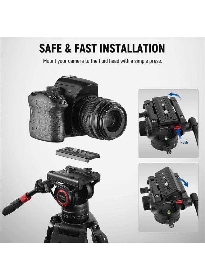 NEEWER Video Tripod Fluid Head with Quick Release Plate Compatible with DJI RS Gimbals Manfrotto, Telescopic Handle & Scaled Base (75mm Dia.) for Panorama, Heavy Duty for DSLR Video Cameras, GM002 - Image 2