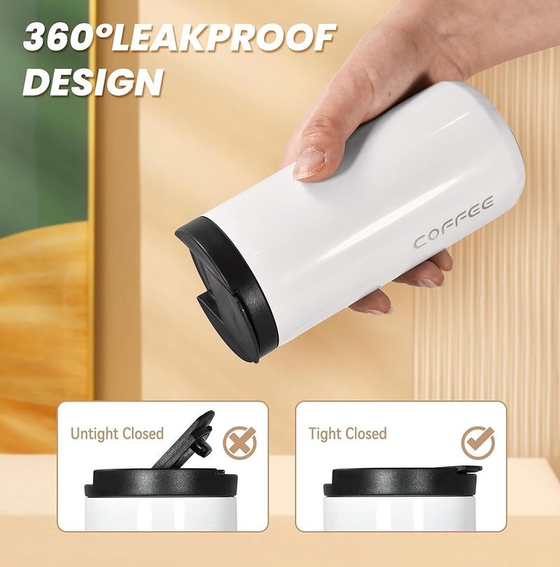 كوب سفر معزول من الفولاذ المقاوم للصدأ سعة 500 مل - كوب قهوة حراري مع غطاء كبس - Image 4