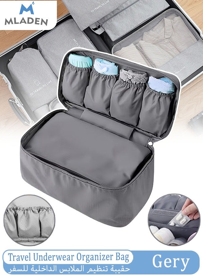 MLADEN Travel Underwear Organizer Bag, Double Layer Lightweight Bra Organizer, Portable Expandable Compression Packing Cubes Travel Packing Organizers, Waterproof Underwear Storage Bag for Women - Image 1