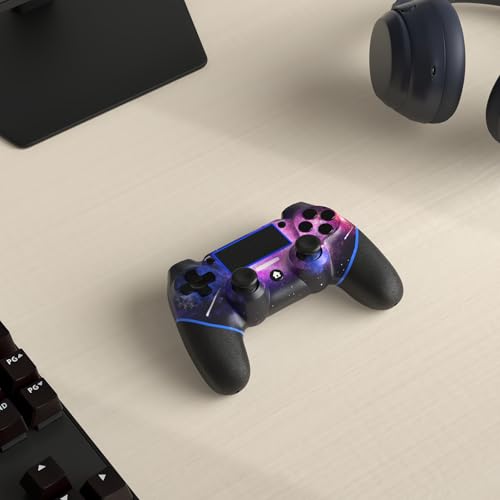 AceGamer وحدة تحكم AceGamer اللاسلكية لجهاز PS4، تصميم مخصص V2 لجويستيك لجهاز PS4 مع قبضة غير قابلة للانزلاق من الجانبين ومقبس صوت 3.5 مم! أغطية الإبهام متضمنة! (المجرة) - Image 2