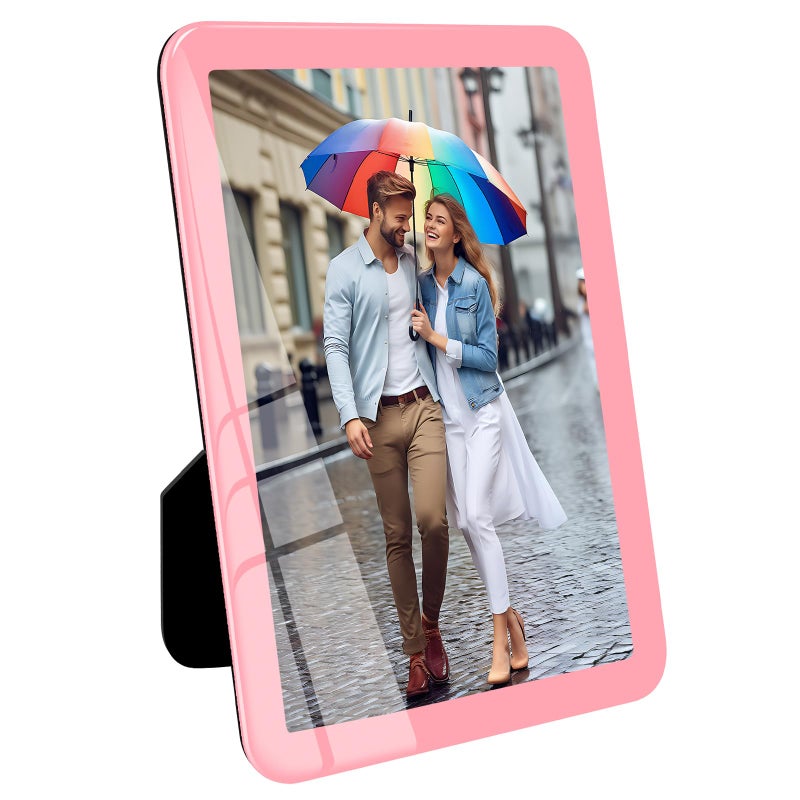 Bluesun 4x6 picture frame pink  picture frames glass  hanging picture frame  Matted for wall and tabletop Decor (4x6  pink) - Image 1