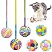 Retro Shaw Cat Toys Balls 6Pcs Woolen Yarn Cat Ball Toy with Bell Inside Interactive Kitten Toys for Indoor Cats Kitty Chew Toys Jingle Pompom Ball with String - Image 3