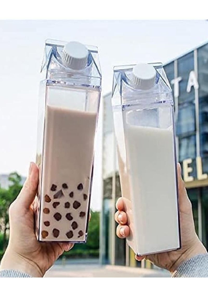 Dubkart 1L Cute Bottle for ICE COFFEE / WATER / JUICE - BPA FREE (Milk Carton Bottle - Plastic) - PERFECT GIFT BOTTLE - Image 3