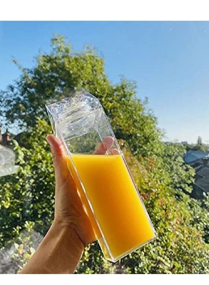 Dubkart 1L Cute Bottle for ICE COFFEE / WATER / JUICE - BPA FREE (Milk Carton Bottle - Plastic) - PERFECT GIFT BOTTLE - Image 4