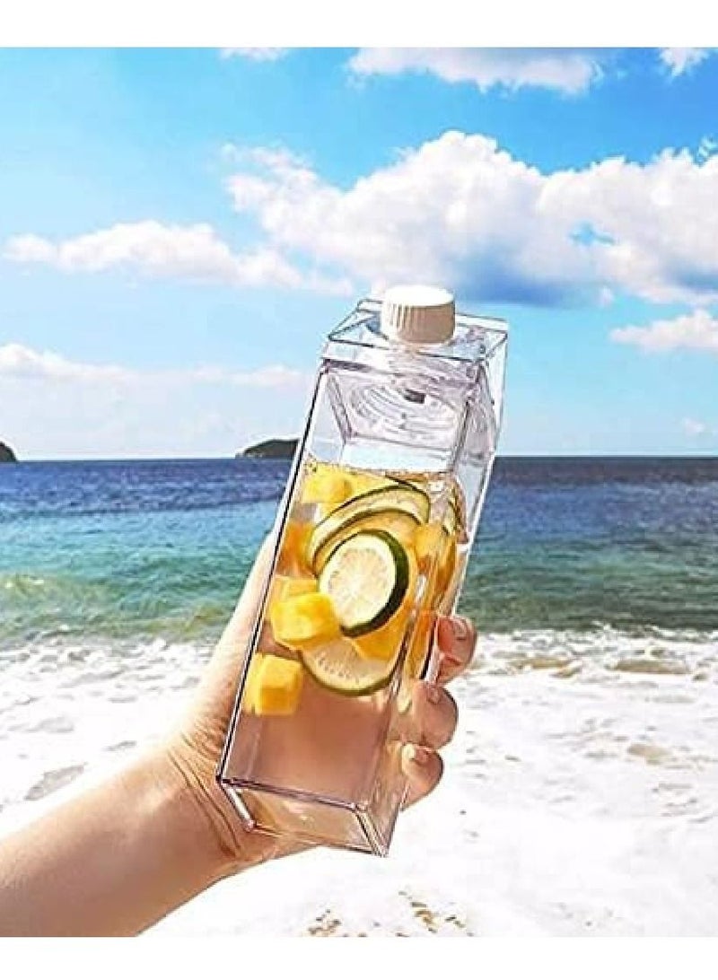 Dubkart 1L Cute Bottle for ICE COFFEE / WATER / JUICE - BPA FREE (Milk Carton Bottle - Plastic) - PERFECT GIFT BOTTLE - Image 2