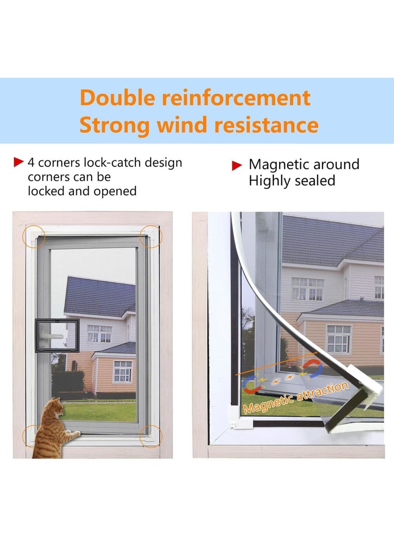 Zikra شاشة نافذة مغناطيسية قابلة للتعديل DIY، 75 × 150 سم، شاشة نافذة مغناطيسية صغيرة، ختم فائق يغلق تلقائيًا ضد البعوض والحشرات، سهلة التركيب بدون حفر، رمادي - Image 3