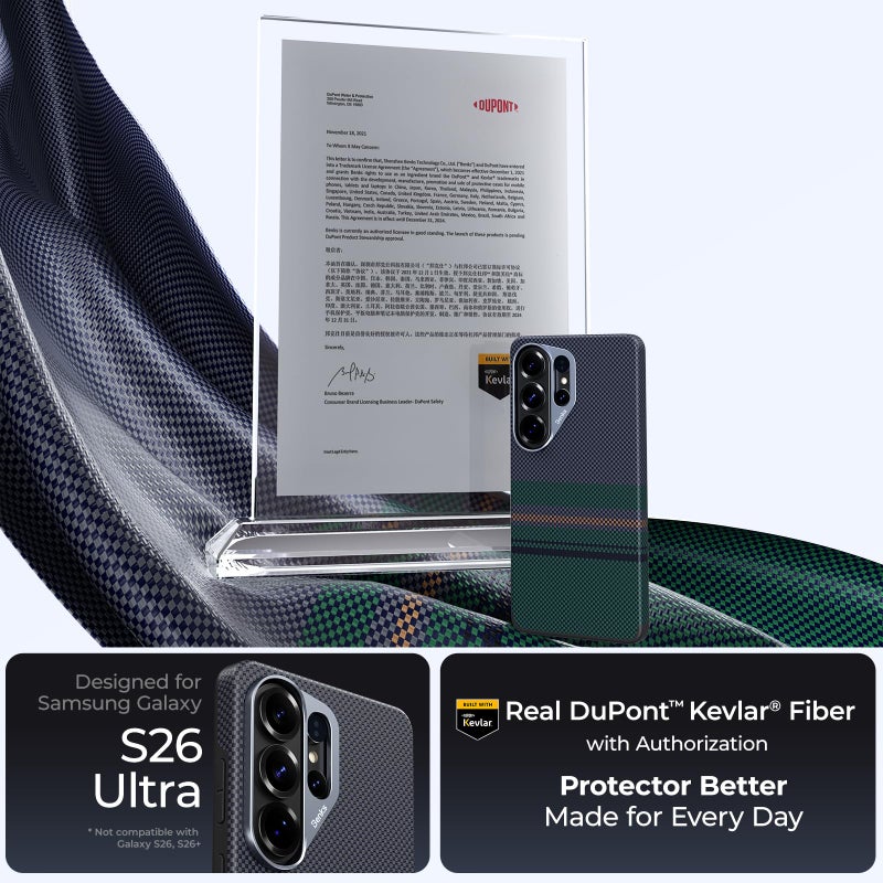 Benks حافظة BENKS S26 Ultra، حافظة Aurora ArmorPro لهاتف Samsung Galaxy S26 Ultra، حافظة واقية بمعيار عسكري متوافقة مع MagSafe، مصنوعة من ألياف دو بونت كيفلار الأراميد وTPU، حماية كاميرا من الألمنيوم - Image 2