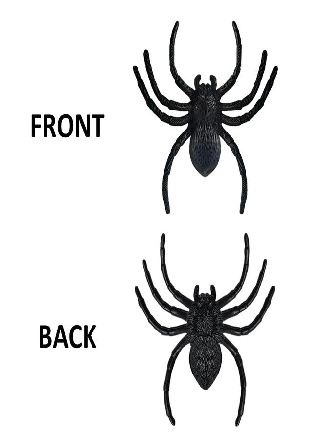 ZYLOP Realistic Plastic Spiders Decorations - 8 Pcs Black Big Fake Spiders For Web Decorations, Realistic Fun Toys Prank Props Scare Practical Surprise Joke Party Decor, 3.9 X 3.7 Inch - Image 4