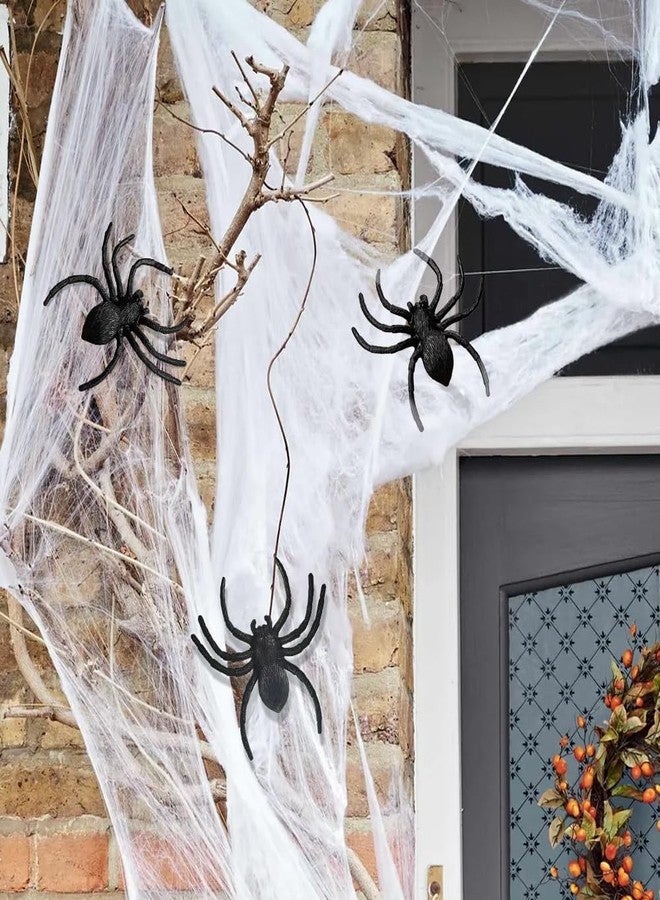 ZYLOP Realistic Plastic Spiders Decorations - 8 Pcs Black Big Fake Spiders For Web Decorations, Realistic Fun Toys Prank Props Scare Practical Surprise Joke Party Decor, 3.9 X 3.7 Inch - Image 3