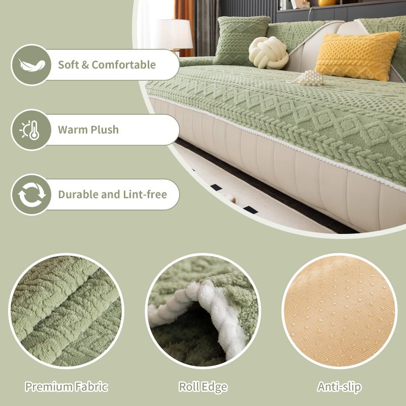 MDSASFD Plush Warm Couch Covers, Sectional Couch Cover Washable, Funny Fuzzy Pet Couchs Covers for Sofa, Non-Slip Couchs Protector for Dogs, Cozy Sofa Cover for Pet & Kid (1PC, Green, 28"Ã—28") - Image 2