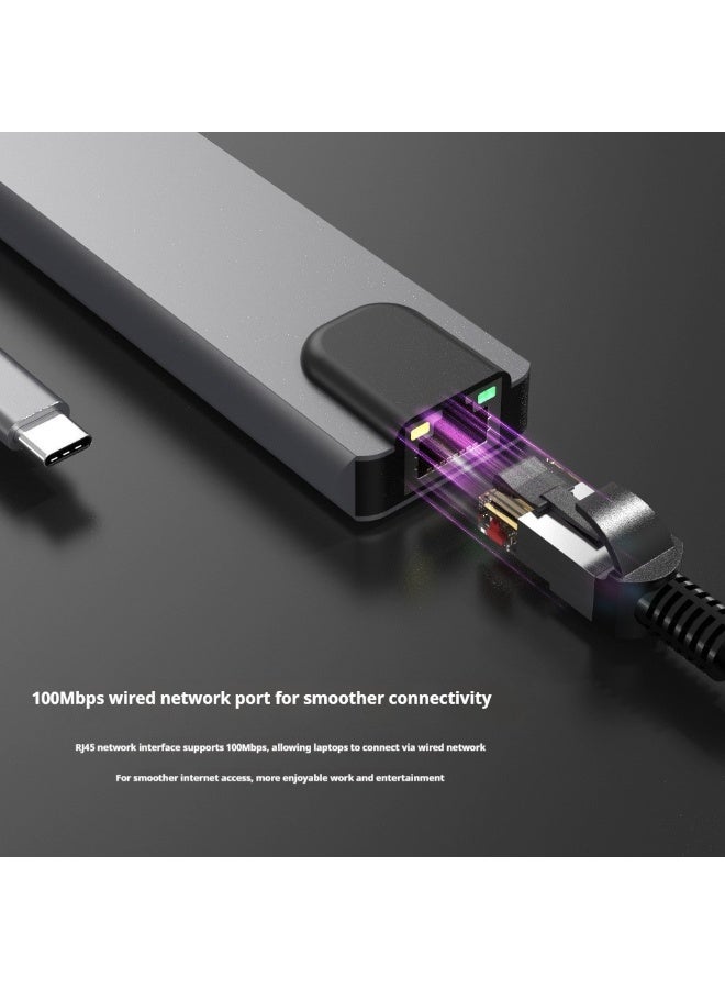 T I G O USB C Hub 10 in 1 HDMI 4K@30Hz 100W Fast Charging, 1000Mbps Network Ethernet Hub USB3.0+2.0*3 USB C 3.0 5Gbps Data Transfer SD Card Reader for Macbook Pro | Grey - Image 4