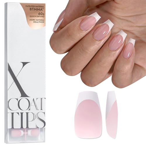 BTArtboxnails French Gel Nail Tips  French Tip Press on Nails Pink Short Coffin XCOATTIPS for Nail Extensions