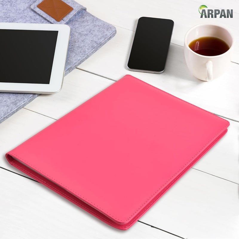 Arpan A4 Professional Display Book Folder for Presentations, CVS, Artwork & Interviews – Leather Portfolio Presentation Folder with 48 Pockets (96 Views) – A4 Pocket Display Book (Pink) - Image 4