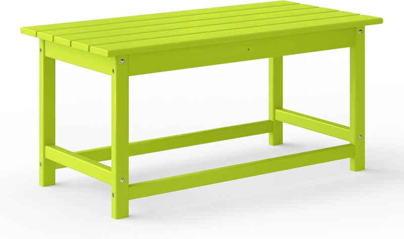 WestinTrends Malibu Outdoor Coffee Table, 35" x 17.5" All Weather Poly Lumber Patio Adirondack Coffee Table for Garden Lawn Porch Balcony, Lime - Image 1