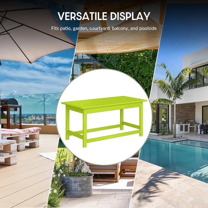 WestinTrends Malibu Outdoor Coffee Table, 35" x 17.5" All Weather Poly Lumber Patio Adirondack Coffee Table for Garden Lawn Porch Balcony, Lime - Image 5